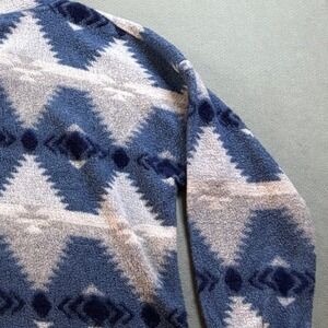 VTG Y2K Jeans Wear Womens L Southwest Aztec Fleece Hoodie Blue Quarter Zip